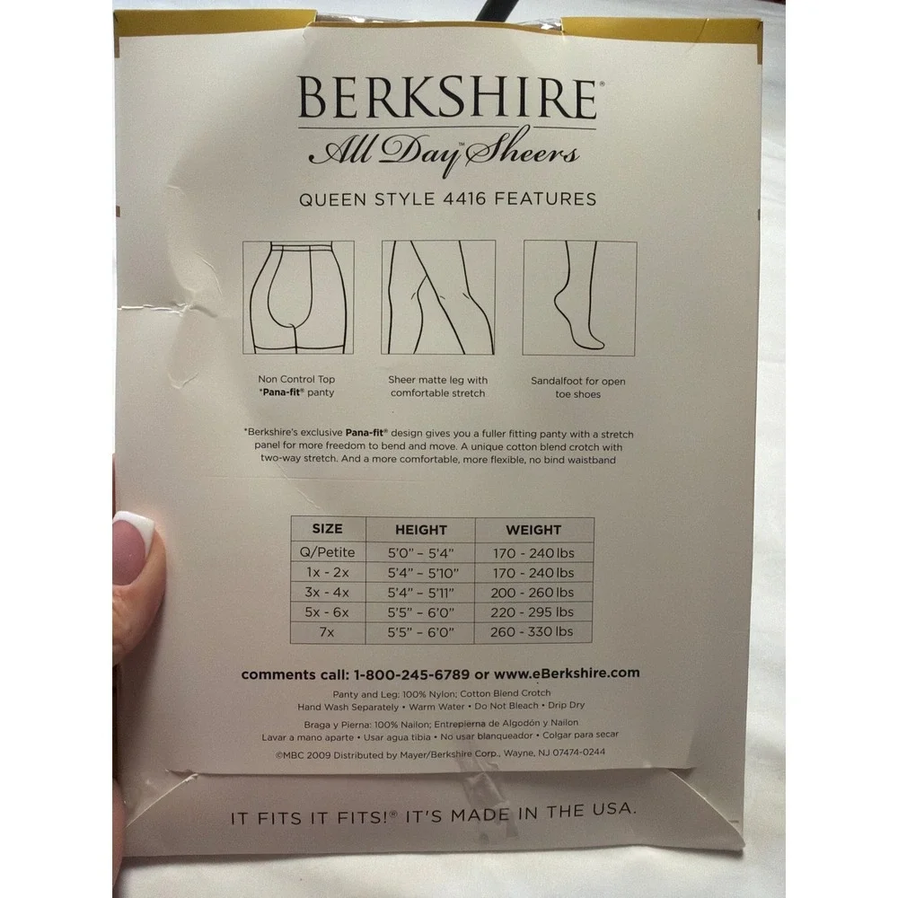Berkshire All Day Sheers Stone Queen Size 3x-4x Sandalfoot Pantyhose 4416 USA
